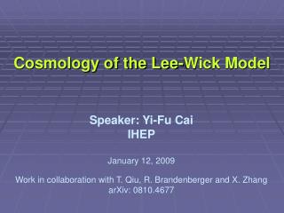 Cosmology of the Lee-Wick Model