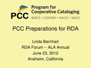 PCC Preparations for RDA