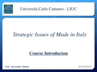 Strategic Issues of Made in Italy