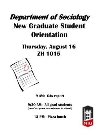 Department of Sociology New Graduate Student Orientation