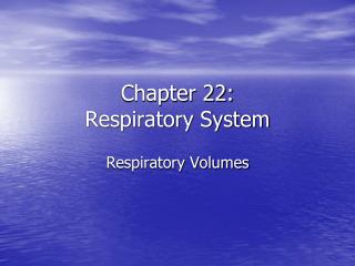 Chapter 22: Respiratory System