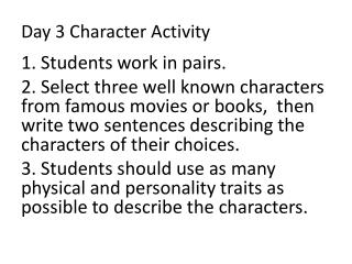 Day 3 Character Activity