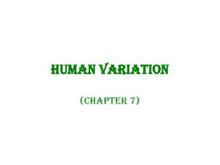 Human Variation