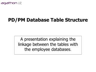 PD/PM Database Table Structure