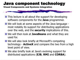 Java component technology Visual Components and Systems Integration