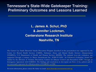 Tennessee’s State-Wide Gatekeeper Training: Preliminary Outcomes and Lessons Learned