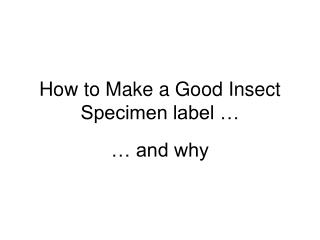 How to Make a Good Insect Specimen label …
