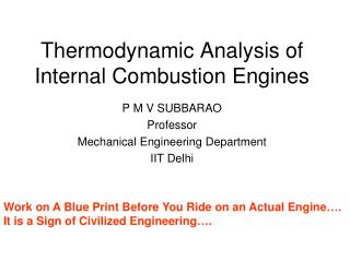 Thermodynamic Analysis of Internal Combustion Engines