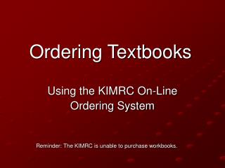 Ordering Textbooks