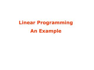 Linear Programming An Example