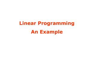 Linear Programming An Example