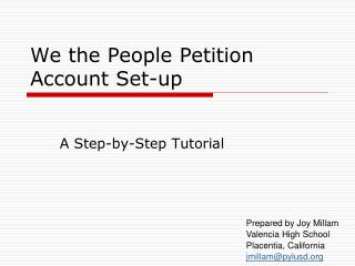 We the People Petition Account Set-up