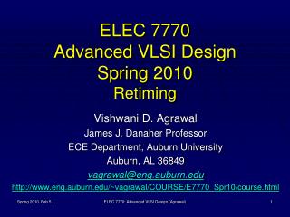 ELEC 7770 Advanced VLSI Design Spring 2010 Retiming