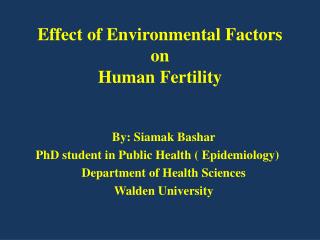 Effect of Environmental Factors on Human Fertility