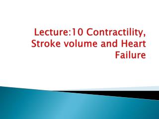 Lecture:10 Contractility, Stroke volume and Heart Failure