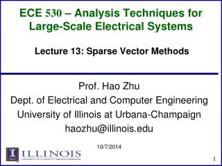 ECE 530 – Analysis Techniques for Large-Scale Electrical Systems