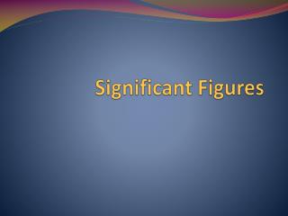 Significant Figures