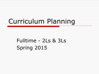 Curriculum Planning