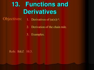 13. Functions and Derivatives