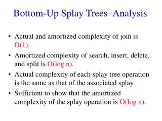 Bottom-Up Splay Trees–Analysis