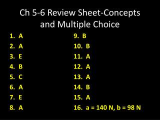 Ch 5-6 Review Sheet-Concepts and Multiple Choice