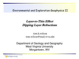 Environmental and Exploration Geophysics II