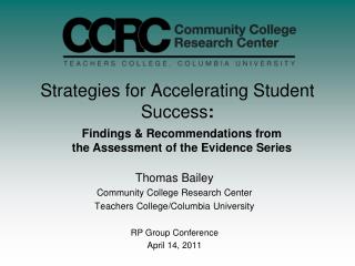 Strategies for Accelerating Student Success :