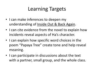 Learning Targets