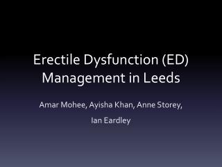 Erectile Dysfunction (ED) Management in Leeds