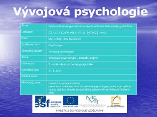 Vývojová psychologie