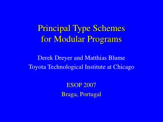 Principal Type Schemes for Modular Programs