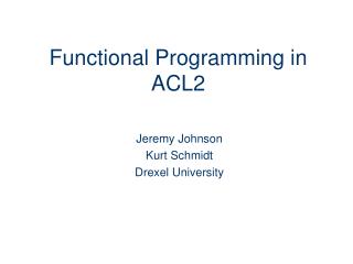 Functional Programming in ACL2