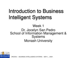 Introduction to Business Intelligent Systems