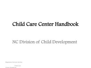 Child Care Center Handbook