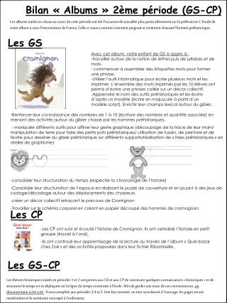 Bilan « Albums » 2ème période (GS-CP)