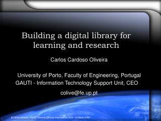 Building a digital library for learning and research
