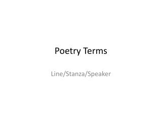 Poetry Terms