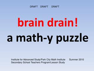 brain drain! a math-y puzzle