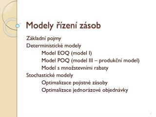 Modely řízení zásob