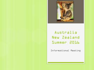 Australia New Zealand Summer 2016