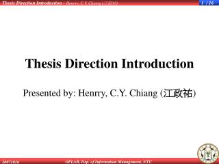 Thesis Direction Introduction