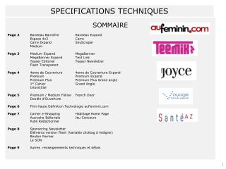 SOMMAIRE Page 2 	Bandeau Bannière 	Bandeau Expand 	Espace 4x3		Carre 	Carre Expand SkyScraper