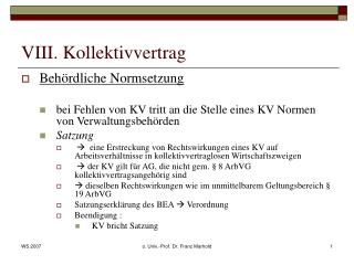 VIII. Kollektivvertrag