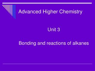 Advanced Higher Chemistry