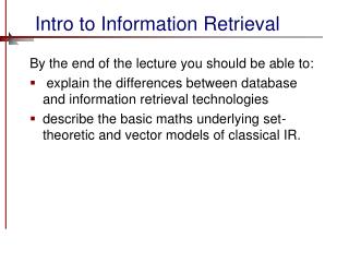 Intro to Information Retrieval