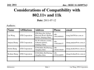 Considerations of Compatibility with 802.11v and 11k
