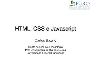 HTML, CSS e Javascript