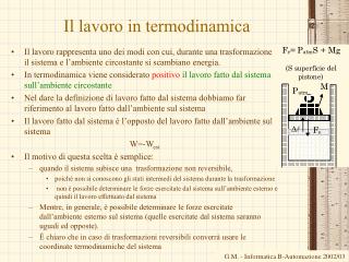 Il lavoro in termodinamica