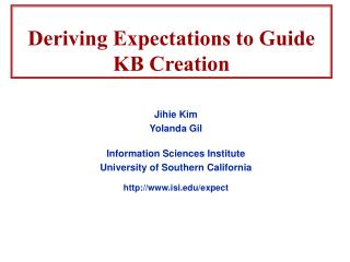 Deriving Expectations to Guide KB Creation