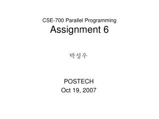 CSE-700 Parallel Programming Assignment 6